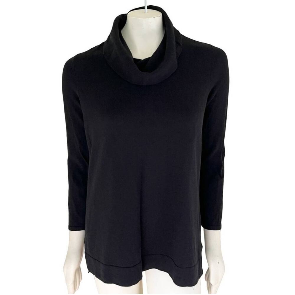 J.JILL Lightweight Hi Low Cowl Neck Tunic Sweater in Black  SZ S